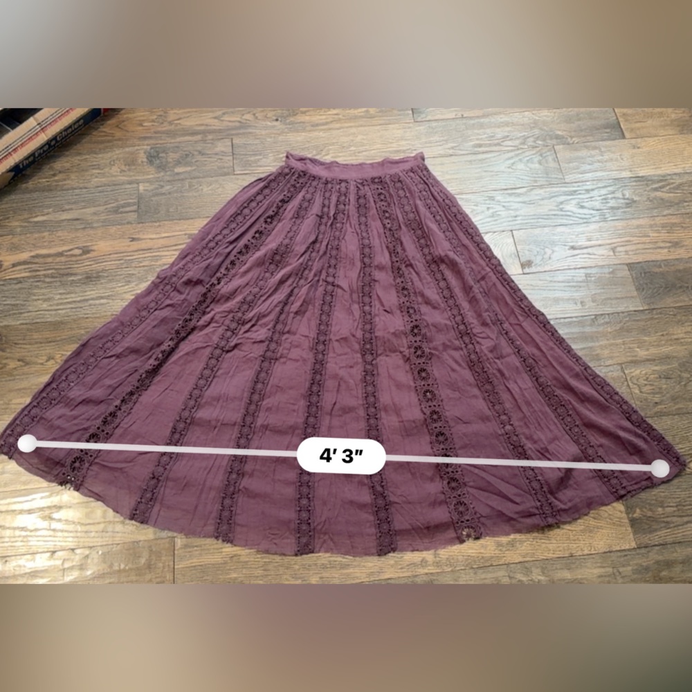 Free People Elegant Eggplant Purple Lace Maxi Skirt RARE - Picture 7 of 11